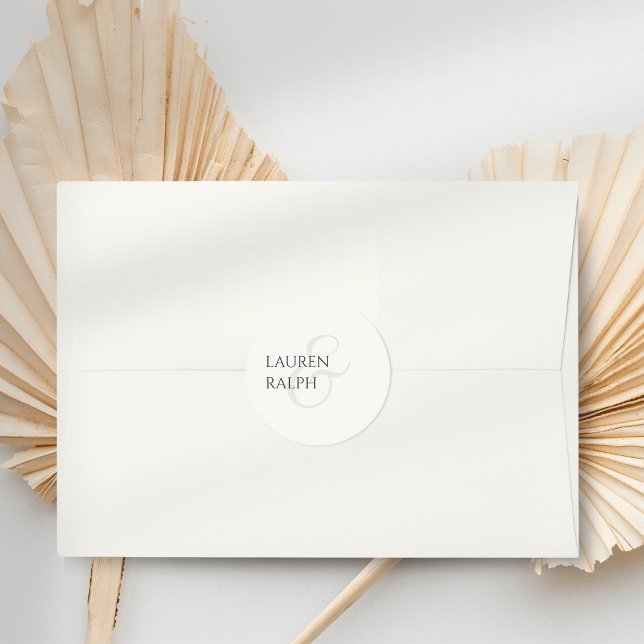 Adesivo Redondo Trendy Black & Ivory Script Wedding (Criador carregado)