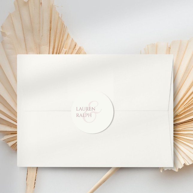 Adesivo Redondo Trendy Chic Dusty Rosa e Casamento de Marfim (Criador carregado)