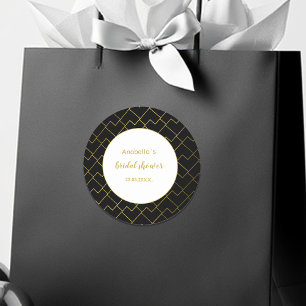 Adesivo Redondo Trendy Chic Ouro Geométrico Preto