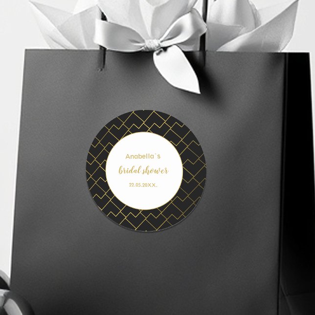 Adesivo Redondo Trendy Chic Ouro Geométrico Preto (Criador carregado)