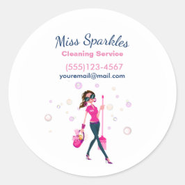 Adesivo Redondo Trendy Cute Housecleanding Maid