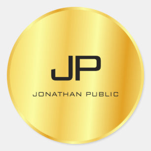 Adesivo Redondo Trendy Faux Dourado Metallic Look Monograma Modelo