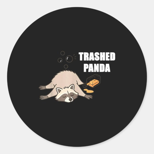 Adesivo Redondo Trendy Funny Trashed Panda Drunk Raccoon Lovers Me (Frente)