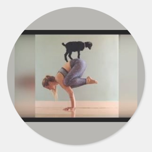 Adesivo Redondo Trendy Goat Yoga, Ladiy & Goat no Sticker (Frente)
