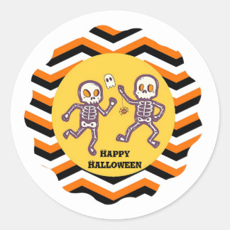 Adesivo Redondo Trendy Halloween Spooky Skeletons