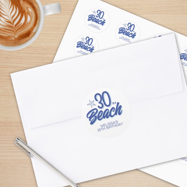 Adesivo Redondo Trendy Hand Drawn Doodle 30 É Um Aniversário De Pr (Criador carregado)