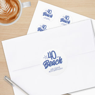 Adesivo Redondo Trendy Mão Desenhada 40 É Um Aniversário De Praia