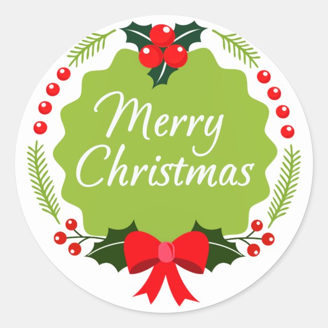 Adesivo Redondo Trendy Merry Christmas Wreath Sticker (Frente)
