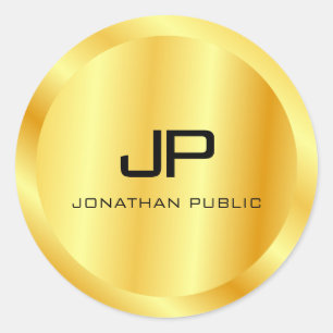 Adesivo Redondo Trendy Metallic Look Faux Dourado Monograma Modelo