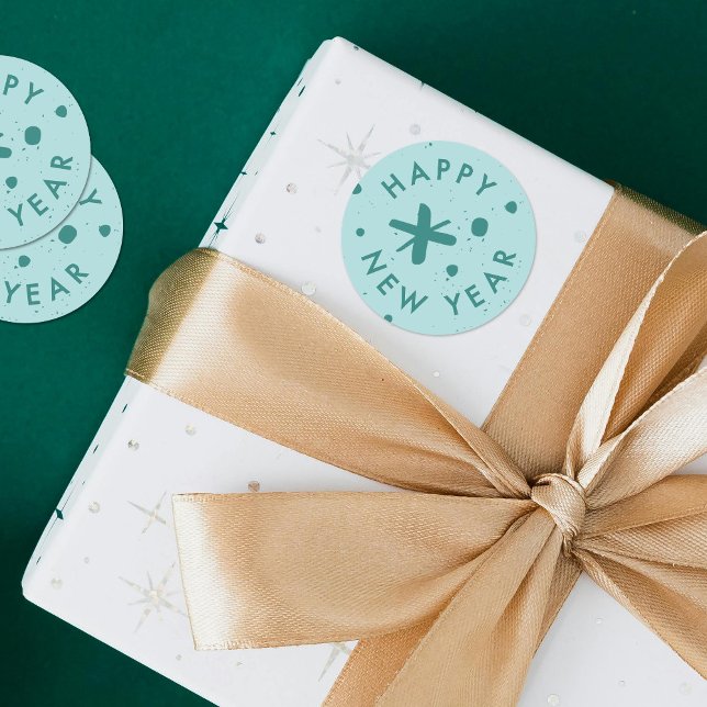 Adesivo Redondo Trendy Modern Handwritten Happy New Year Sticker (Criador carregado)