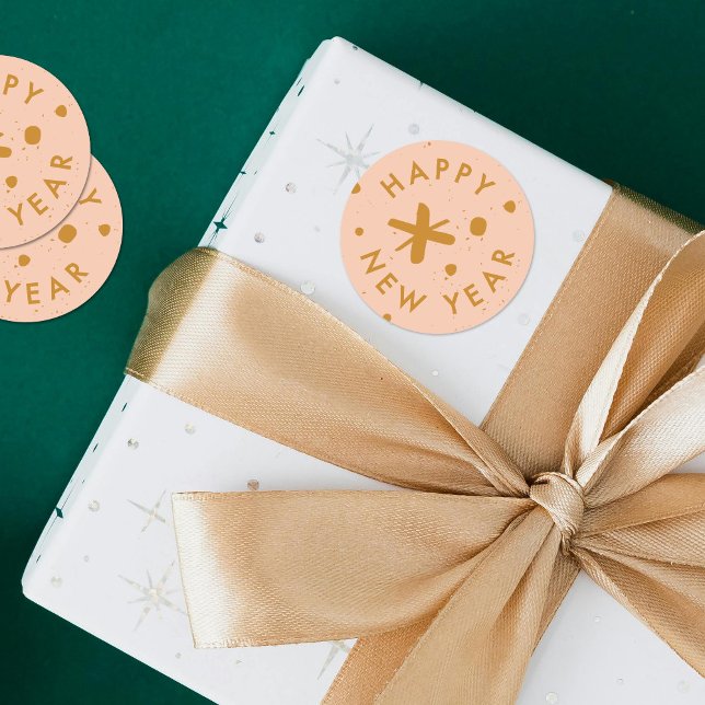 Adesivo Redondo Trendy Modern Handwritten Happy New Year Sticker (Criador carregado)