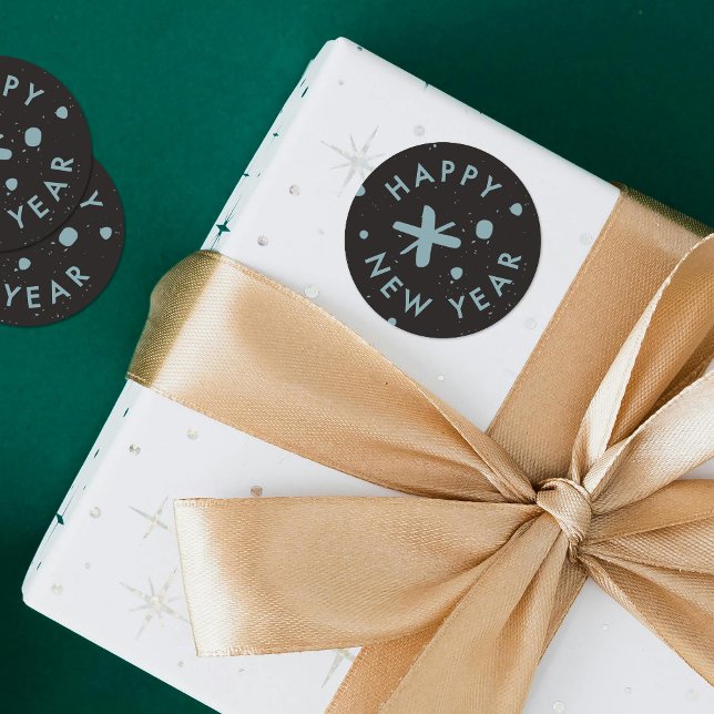 Adesivo Redondo Trendy Modern Handwritten Happy New Year Sticker (Criador carregado)