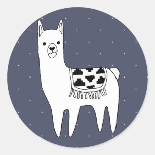 Adesivo Redondo Trendy Modern Sketchy Llama