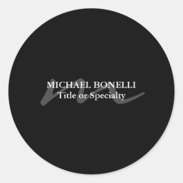 Adesivo Redondo Trendy moderno monograma inicial negro profissiona