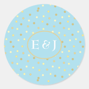 Adesivo Redondo Trendy Pastel Blue Confetti Pontos Personalizados