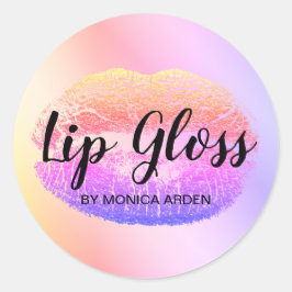 Adesivo Redondo Trendy Rainbow Lip Gloss Business Sticker