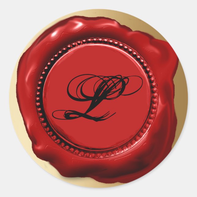 Adesivo Redondo Trendy Red Wax - Letra inicial Seal (Frente)