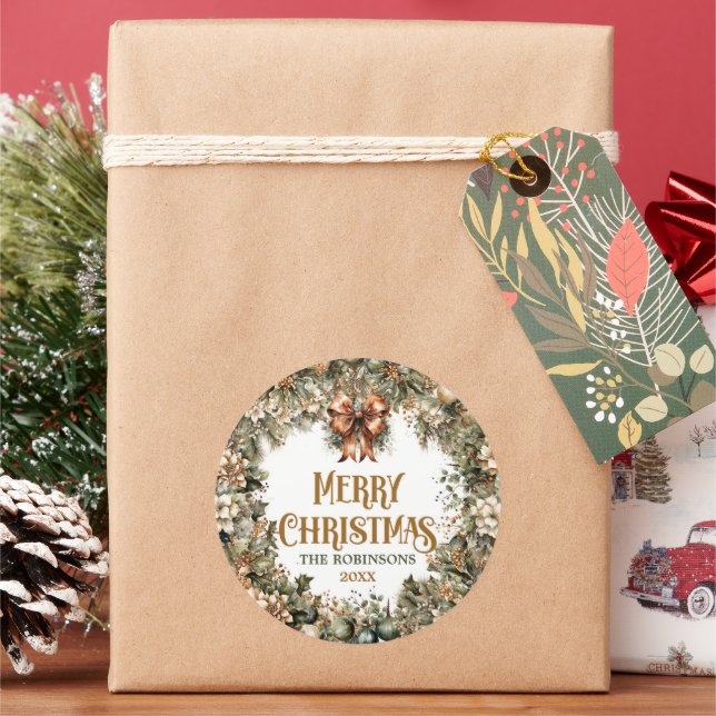 Adesivo Redondo Trendy sage green e faux gold terracotta (Feriado)