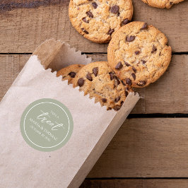 Adesivo Redondo Trendy Script Green Do Casamento Faz Um Tratado