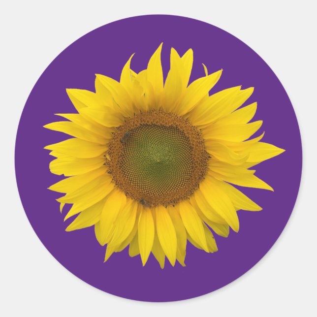 Adesivo Redondo Trendy Sunflower Cute Floral Purple (Frente)