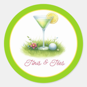 Adesivo Redondo Trendy Verde & Gen Z Amarelo Martini Golf Noivado