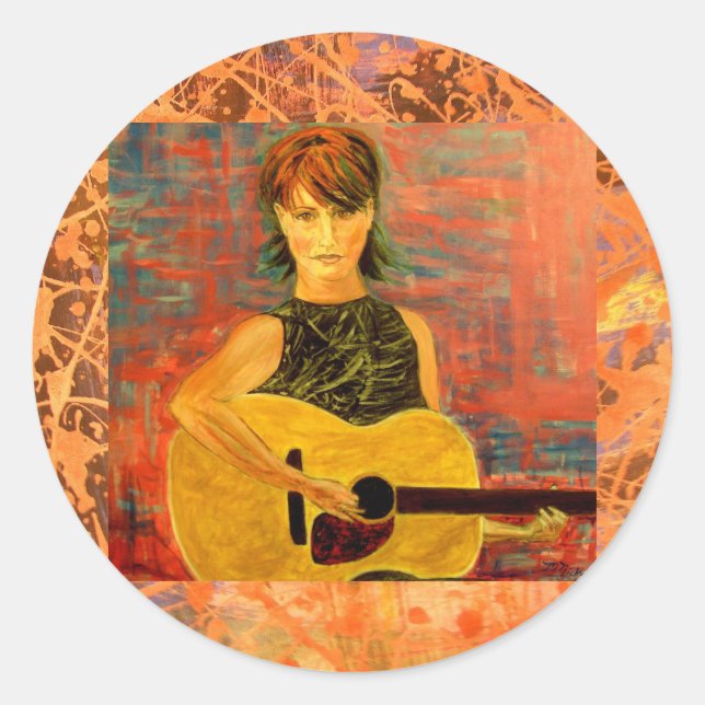 Adesivo Redondo trepadeira acústica de cantor popular (Frente)