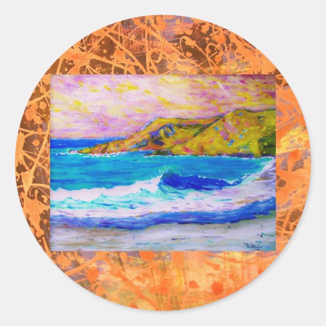 Adesivo Redondo trepadeira de laguna na praia (Frente)