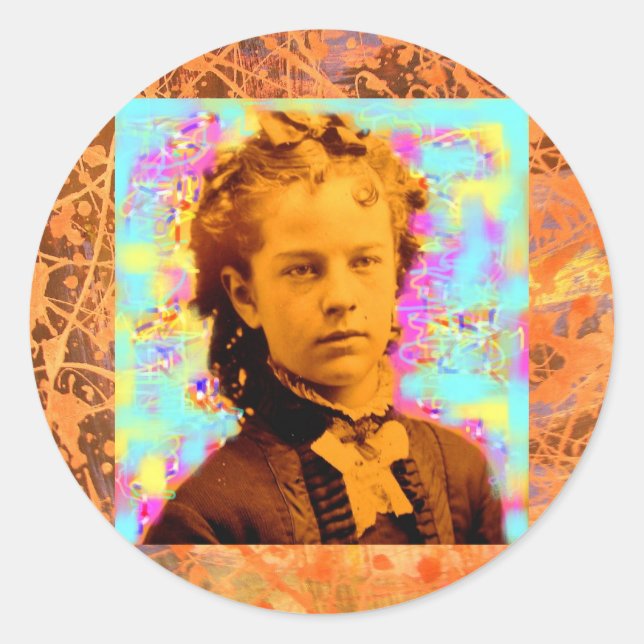 Adesivo Redondo trepadeira de menina (Frente)