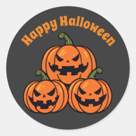 Adesivo Redondo Três abóboras de jack o'lantern