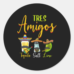 Adesivo Redondo Tres Amigos Tequila Salt Limão Cinco De Mayo