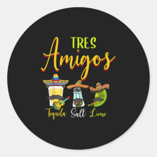 Adesivo Redondo Tres Amigos Tequila Salt Limão Cinco De Mayo