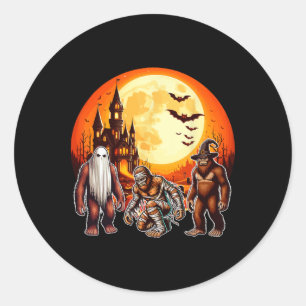 Adesivo Redondo Três Bigfoots Horror Boo Ghost Witch Mu