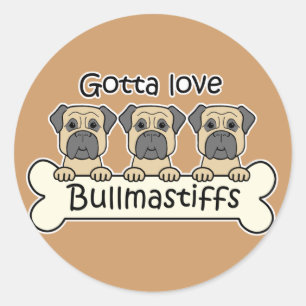 Adesivo Redondo Três Bullmastiffs