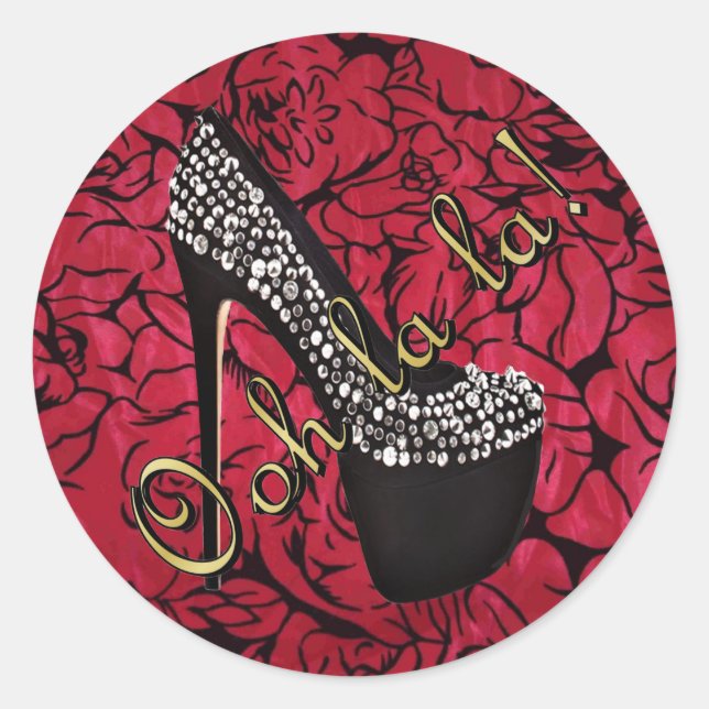 Adesivo Redondo Tres Chic Rouge Fleurs Sticker (Frente)