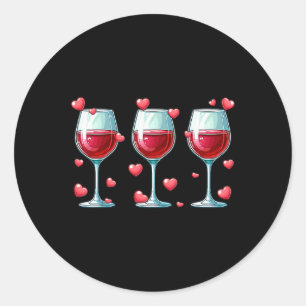 Adesivo Redondo Três Copos De Vinho Dia Dos Namorados Casal Engraç