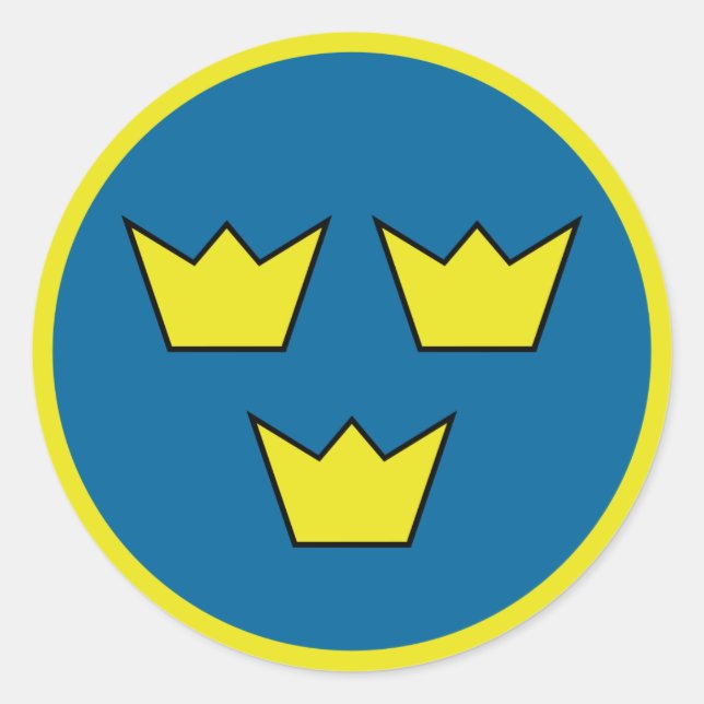 Adesivo Redondo Três Crowns Swedish Emblem (Frente)