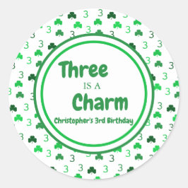 Adesivo Redondo Três É Um aniversário de 3 anos De Dia de São Patr