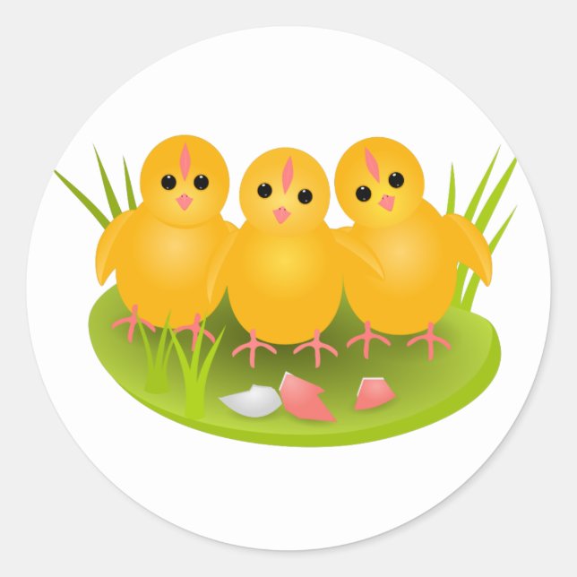 Adesivo Redondo Três Felzs pascoa de galinhas amarelas (Frente)