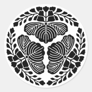 Adesivo Redondo Três flores do paulownia, cabeças que enfrentam