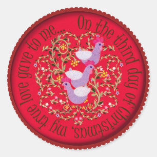 Adesivo Redondo Três galinhas francesas