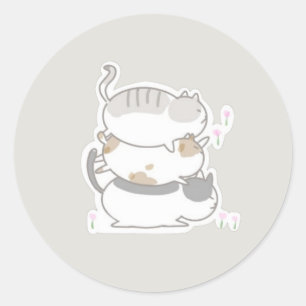 Adesivo Redondo três gatos e flores