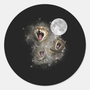 Adesivo Redondo Três Gatos Moon Engraçado Memória Maldita