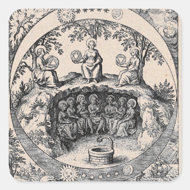 Adesivo Redondo Três Irmãs da Alquimia (Frente)