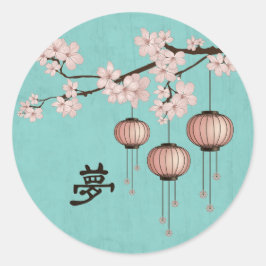 Adesivo Redondo Três lanternas florescem "Sonho"