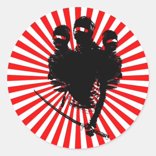 Adesivo Redondo tres ninjas. (Frente)