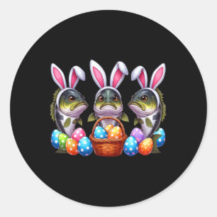 Adesivo Redondo Três Peixes de Páscoa Bunny B Caçando Ovos Esboço