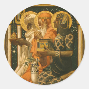 Adesivo Redondo Três Reis Magos de JC Leyendecker Natal Vintage