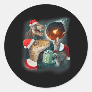 Adesivo Redondo Três Rex Moon 3 Dinos Uivando Estranho Cristo Mald
