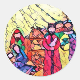 Adesivo Redondo Três sábios em Manger