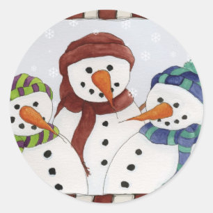Adesivo Redondo Três Snowmen Sticker